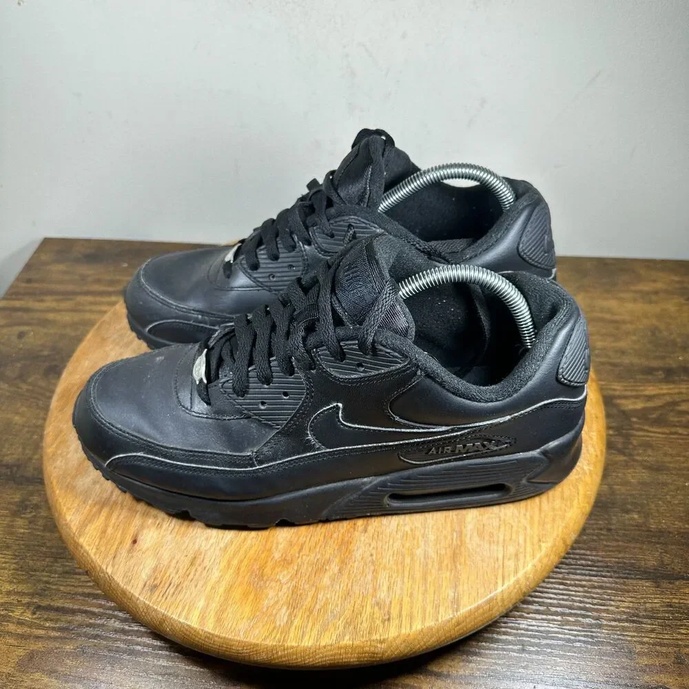 Nike Air Max 90 Leather Shoes Black Men's Size 10 Black Shoe 302519-001
